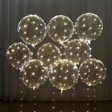 Light Up LED Balloons 12 Pack – 22" Clear Bobo Balloons with 10ft Warm White LED String Lights, 3 Light Modes, Batteries Included – Perfect for Parties, Weddings, Christmas & Outdoor Decorations