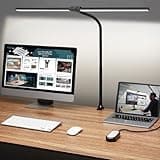ShineTech Led Desk Lamp for Office Home, Bright Double Head Desk Light with Clamp, Architect Task Lamp 50 Lighting Modes Adjustable Flexible Gooseneck