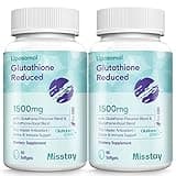 Misstay 2400 MG Complex Liposomal Glutathione Softgels 1500 MG, Highest Absorption, Active Form Reduced Glutathione Supplement, L-Glutathione (GSH) Supplement for Immune, 120 Softgels