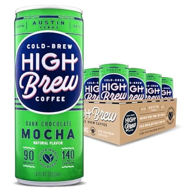 HIGH Brew Coffee Cold Brew Coffee + Protein, Dark Chocolate Mocha, 8 Oz Can, 12/pack