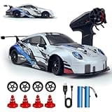 HTURCCOP RC Drift Car 2.4GHz 1:24 Scale 4WD High Speed Remote Control Cars Vehicle with LED Lights Two Batteries and Drifting Tires Racing Sport Toy Cars for Adults Boys Girls Kids