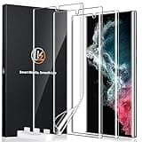 LK 3 Pack for Samsung Galaxy S22 Ultra Screen Protector [Not Glass] [Support Fingerprint Unlock] Bubble Free, with Easy Installation Tool, 3D Curved Max Coverage for S22 Ultra 6.8-inch
