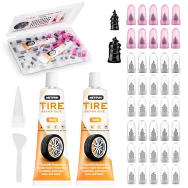 40 PCS Tire Repair Rubber Nails Kit with 2 Tubes of Black Tire Sealant Glue, 2026 New Screw in Tire Plugs Kit, Fast Self-Service Tire Repair Screws Kit for Car Motorcycle Truck Tractor Puncture Repair