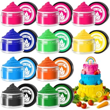 Natural Food Coloring Powder - 10 Colors Plant Based Food Coloring, Dye Free Food Coloring, No Artificial Dyes, Natural Food Dye Powder for Baking, Cake Decorating, Royal Icing