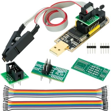 WWZMDiB CH341A EEPROM BIOS Programmer SPI I2C + SOIC8 SOP8 Clip + SOP8 SOP16 Conversion Plate for 24 25 Series Flash