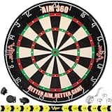 Viper AIM 360 Tournament Bristle Steel Tip Dartboard Set with Staple-Free Razor Thin Metal Spider Wire, Self-Healing Premium-Grade Sisal, Aiming Marks, Movable Target Circles for Focused Training