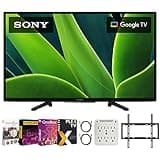 Sony KD32W830K 32-inch W830K HD LED HDR TV with Google TV Bundle with Premiere Movies Streaming + 19-45 Inch TV Wall Mount + 6-Outlet Surge Adapter + 2X 6FT 4K HDMI 2.0 Cable