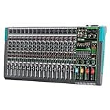 Depusheng PA16 Professional Audio Mixer Sound Board Console Desk System Interface 16 Channel Digital USB Bluetooth MP3 Computer Input 48V Phantom Power Built-in 256 Reverb Effect, Black