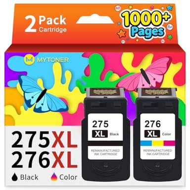 MYTONER PG-275XL CL-276XL Replacement for Canon 275 and 276 Ink Cartridge Canon Ink 275 and 276 Black Color Combo Pack for PIXMA TS3700 TS4720 TS3522 TS3722 TS3500 TR4722 TR4700 Printer(2 Pack)