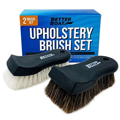 Upholstery Brush Set, Carpet and Car Cleaning Brushes, Horsehair Detailing Brush for Upholstery Cleaner, Leather, Interior, Boat, Couch, and Sofa Cleaning