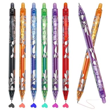 ArvezVoy 6Pcs Erasable Gel Pens Colored, 0.5mm Retractable Quick Dry Fine Point Pens, Smooth Writing Multicolor Pens for Office