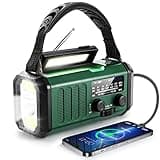 10000mAh Hand Crank Emergency Radio, NOAA Weather Radio with AM/FM & solar Radio, Rechargeable Battery, Flashlight & Reading Light, SOS Alarm, Compass Cell Phone Charger for Indoor Outdoor Emergencies