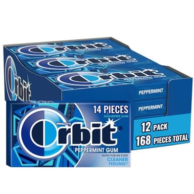 ORBIT Peppermint Sugar Free Gum Individually Wrapped, Bulk Packs of Gum, 12 Packs of 14-Pieces (168 Total Pieces)
