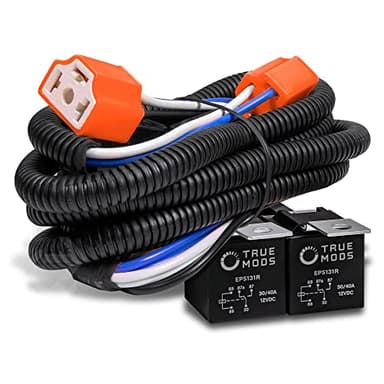 True Mods H6054 H4 LED Headlight Wiring Harness [Negative Switched Conversion] [Fused] Universal H4 Head Light Relay Harness Kit for 9003 H6024 5x7 7x6 4x6 Subaru Toyota Jeep Sealed Beam Headlamp