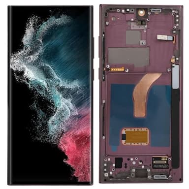 Original for S22 Ultra, OLED LCD Display Touch Screen Digitizer Assembly S22ultra SM S908B LCD Screen Replacement with Frame, 6.7 Inch (Red)