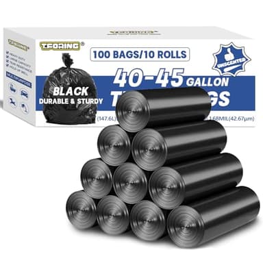 Large 40-45 Gallon Trash Bags Heavy Duty - 1.6 Mil Thick,39''x47'' Strong Black Garbage Bags Unscented 100 Count Trash Can Liners for Construction Industrial Yard Outdoor Commercial