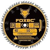 FOXBC 10 Inch Combination Saw Blade, 50-Tooth, Wood Cutting, 5/8-Inch Arbor