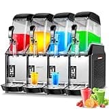 EKway Commercial Slushy Machine, 4x3.2 Gallons Tank Margarita Frozen drink Machine,1500W 110V Commercial Commercial Slushie Machine, Margarita slush Smoothie Maker for Restaurant Bar Party