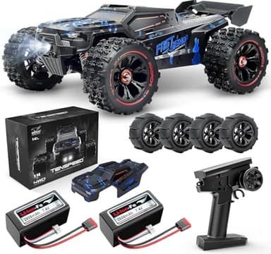 1:14 Scale RC Cars for Adults, 60KPH High Speed RC Truggy, 4X4 Off-Road Remote Control Truck, Waterproof Electric Car with 2S Battery, All Terrain RC Vehicle for Snow, Sand, Beach & Rocky Surfaces