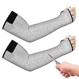 Okxiri Cut Resistant Sleeves, 1 Pair Protective Sleeves for Arm Protectors for Thin Skin and Bruising with Thumb Hole for Gardening, Welding, Farming, Pet Grooming (Grey)