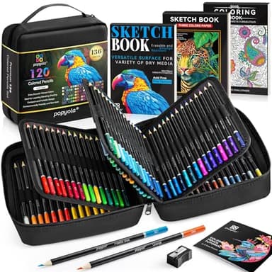 136 PCS Colored Pencils Set for Adult Coloring Books, 120 Colored Pencils with Sketchbook, Coloring Book, Sharpener, Soft Core Oil-Based Coloring Pencils for Artists Drawing Sketching Blending Shading