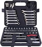 MECHMAX 121 Piece Mechanic Tool Socket Wrench Set 3/8 and 1/4 inch Drive Metric and Standard, with Tool Box Case for Home, Men, Car, Automotive, Hand Tool Kit and as A Gift