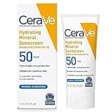 CeraVe 100% Mineral Sunscreen SPF 50, Face sunscreen With Zinc Oxide & Titanium Dioxide, Hyaluronic Acid + Niacinamide + Ceramides, Oil Free, Travel Size 2.5 oz