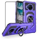 Ailiber for Nokia X100 Phone Case, Nokia X100 Case with Tempered Glass Screen Protector, Ring Kickstand for Magnetic Car Mount, Shockproof Military Grade Protective Cover Case for Nokia X100-Purple