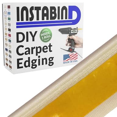 Instabind 54 ft Roll Premium Carpet Edge Binding – Regular Style Carpet Edge Trim for Do-It-Yourself Rug Edging- With Durable Hold & Easy Finishing for Rug Edges - USA Made Flooring Products, Light Tan