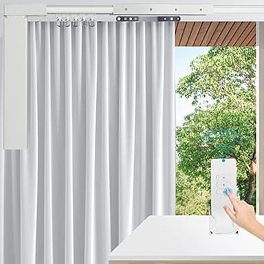 Electric Curtain Track 87"-244" Smart Curtains Motorized Opener Curtains Rod Super Silent Motor with Remote Control (79'')