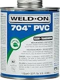 Weld-On 12123 704 Industrial Grade PVC+ Medium-Bodied High Strength Solvent Cement - Fast-Setting and Low-VOC, Clear, 1 Quart (32 fl oz)
