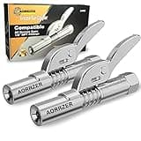 AORRZER Grease Gun Coupler 2 PCS, Strong Lock-on Greases Gun Couplers, 12000 PSI High Pressure Coupler Quick Release Grease, Durable and Compatible with All Grease Guns 1/8" NPT Grease Gun Fittings
