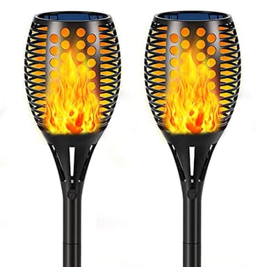 Aityvert Upgraded Solar Torch Lights 43 inches Flickering Dancing Flames Waterproof Outdoor Landscape Decorations Lighting Dusk to Dawn Auto On/Off Solar Lights for Halloween Christmas 2-Pack