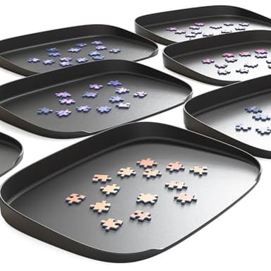 Puzzlup Puzzle Sorting Trays - Set of 6 - Up to 1500 Pieces - Unique Stackable Jigsaw Trays with Box Display Design - Premium Jigsaw Accessory