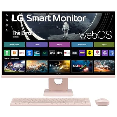 LG 27SR5BF-P 27-inch FHD (1920x1080) Smart Monitor with Streaming TV, webOS, Wireless Keyboard, Mouse, HDR10, IPS Display, webOS, Speaker, ThinQ App, Remote Control, Pink