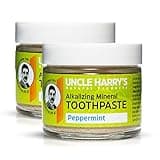 Uncle Harry's Peppermint Remineralizing Toothpaste | Natural Whitening Toothpaste Freshens Breath & Promotes Enamel | Vegan Fluoride Free Toothpaste (2 Pack)