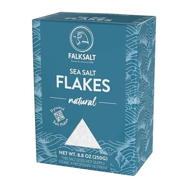 Falksalt - Natural Sea Salt Flakes, Light & Crunchy Gourmet Sea Salt Flakes for Cooking, Baking, & Finishing (8.8 oz)