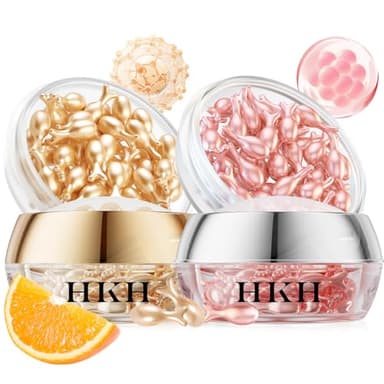 HKH Vitamin C & Retinol Serum for Face - Vit C Oil Capsules with Niacinamide Anti Aging Skincare - Vit A Night Serum Capsules for Women - Moisturise Smooth Fine Lines Even Tone Firming Skin (38+38 ct)