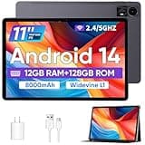 ECOPAD Tablets 11 inch Android 14 Tablet with Case, Octa-core 12GB RAM+128GB ROM,8000mAh Tablet with Dual Band WiFi/BT 5.0/GPS/PD Fast Charge/FM Radio - Black