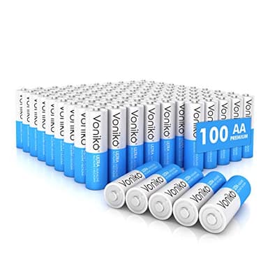 Voniko - Premium Grade AA Batteries - (100 Pack) - Alkaline Double A Battery - Ultra Long-Lasting, Leakproof 1.5v Batteries - 10-Year Shelf Life