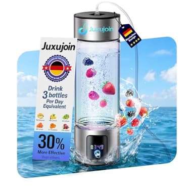 Juxujoin Upgrade 3-in-1 Hydrogen Water Bottle with Display - Industry TOP - 24-Hour Hydrogen Lock | 0 Chlorine & 0 Ozone | 100% Leak-Proof Seal, Hydrogen Water Bottle Generator with Hydrogen Straw