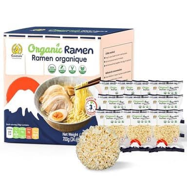 SUNGIVEN Organic Ramen Noodles Healthy Low Sodium Ready in 3 Minutes Non-Fried Instant No Additives or Preservatives 2.46 OZ (Pack of 10)