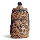 Vera Bradley Featherweight Lorman Sling Backpack, Lotus Montage Roasted Pecan