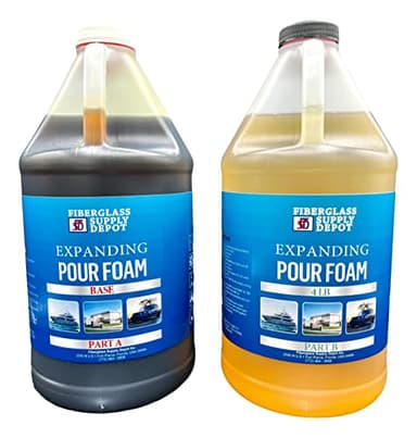 Fiberglass Supply Depot 4 Lb. Density Expanding Pour Foam, 2 Part Polyurethane Closed Cell Liquid Foam for Boat and Dock Flotation, Soundproofing, Filling Voids, and Insulation (1 Gallon Kit)