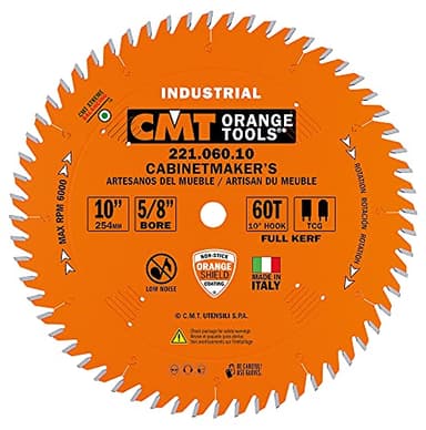 CMT 221.060.10 Industrial Cabinetshop Saw Blade, 10-Inch x 60 Teeth TCG Grind with 5/8-Inch Bore, PTFE Coating