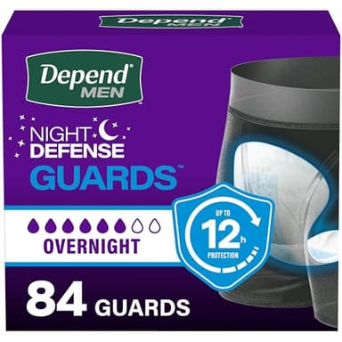Depend Guards Incontinence Pads for Men, Overnight Absorbency, 84 Count, Packaging May Vary