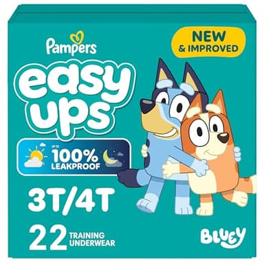 Pampers Training Pants - Easy Ups Boys & Girls Bluey - Size 3T-4T, 22 Count, Children's Potty Underwear (Packaging May Vary)