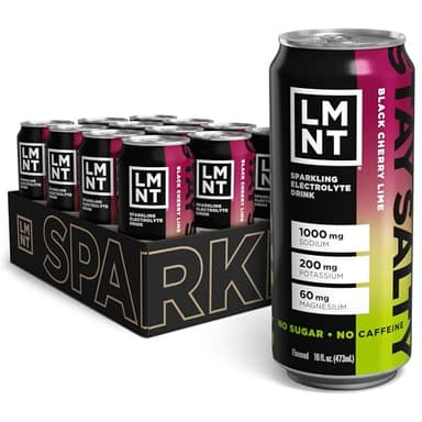 LMNT Sparkling Electrolyte Drink - Black Cherry Lime | 12-Count