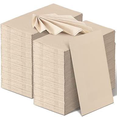 WILLBOND 100 Packs Disposable Paper Napkins Bulk Bamboo Paper Towels Disposable Hand Towels for Bathroom Eco Unbleached Brown Dinner Napkins