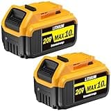2PCS 10000mAh Replacement for DeWalt 20V Max Battery – Compatible with DCB200, DCB201, DCB204, DCB205, DCB206, DCB207 – High-Capacity Lithium-Ion Battery for DeWalt 20V Cordless Power Tools & Chargers